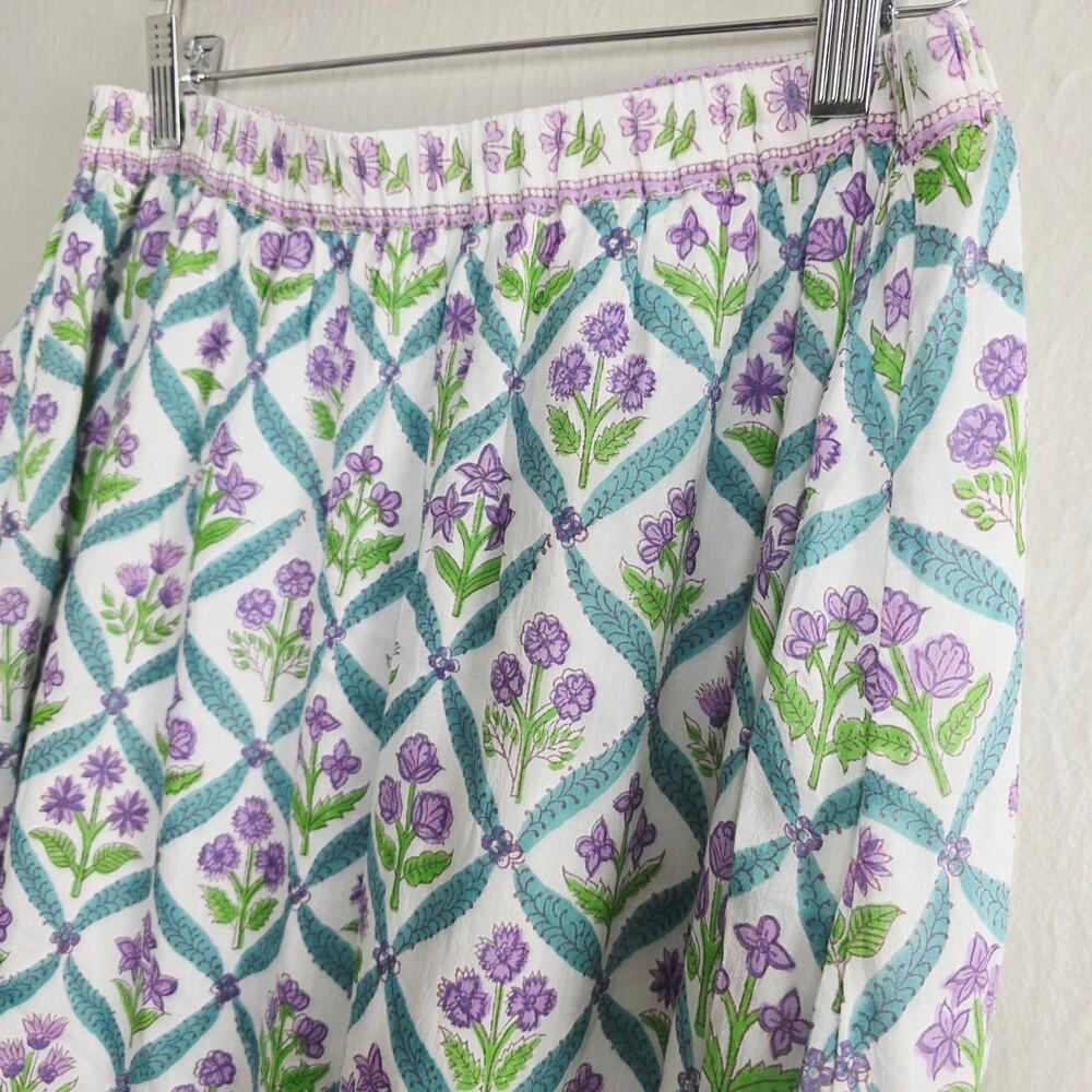 Alicia Bell Sutton Turquoise Purple Floral Silk Blend Tiered Maxi Skirt - Picture 6 of 12